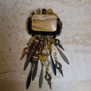 Bohemian Statement Brooch with Beads and Tassels
